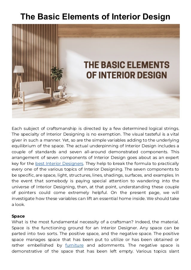 The Basic Elements Of Interior Design