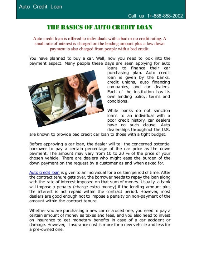 The Basics of Auto Credit Loa