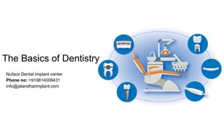 The Basics of Dentistry
Nuface Dental Implant center
Phone no: +919814009431
info@jalandharimplant.com
 