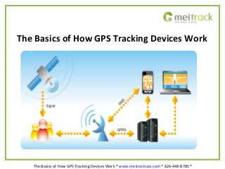 The Basics of How GPS Tracking Devices Work
The Basics of How GPS Tracking Devices Work * www.meitrackusa.com * 626-448-8785 *
 