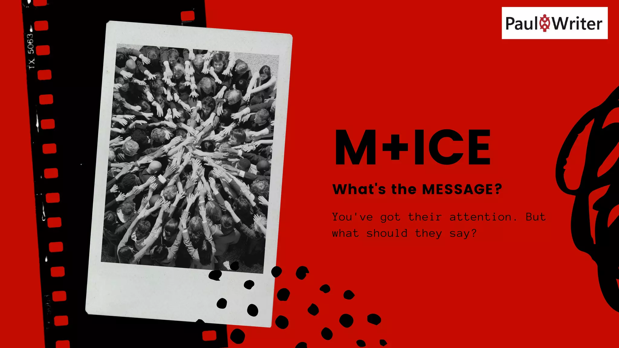 M+ICE
You've got their attention. But
what should they say?
What's the MESSAGE?
 