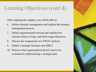 The basics of planning and strategic management