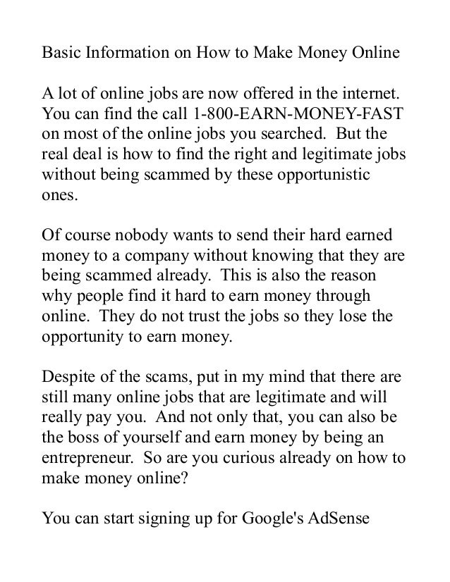 The Basics On How To Make Money Online - 