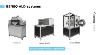 06/10/2023
BENEQ ALD systems
Research & Development Equipment
Beneq R2 Beneq TFS200 Beneq TFS500
 