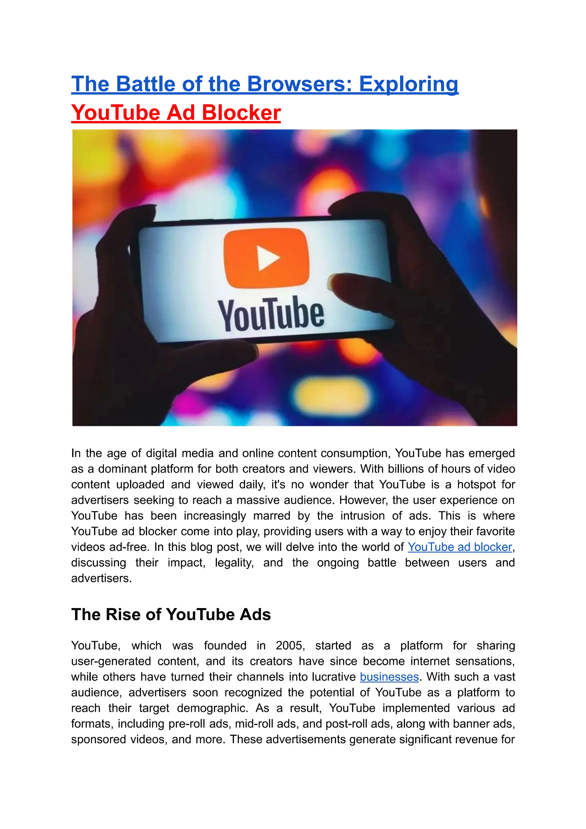 The Battle of the Browsers-Exploring YouTube Ad Blocker