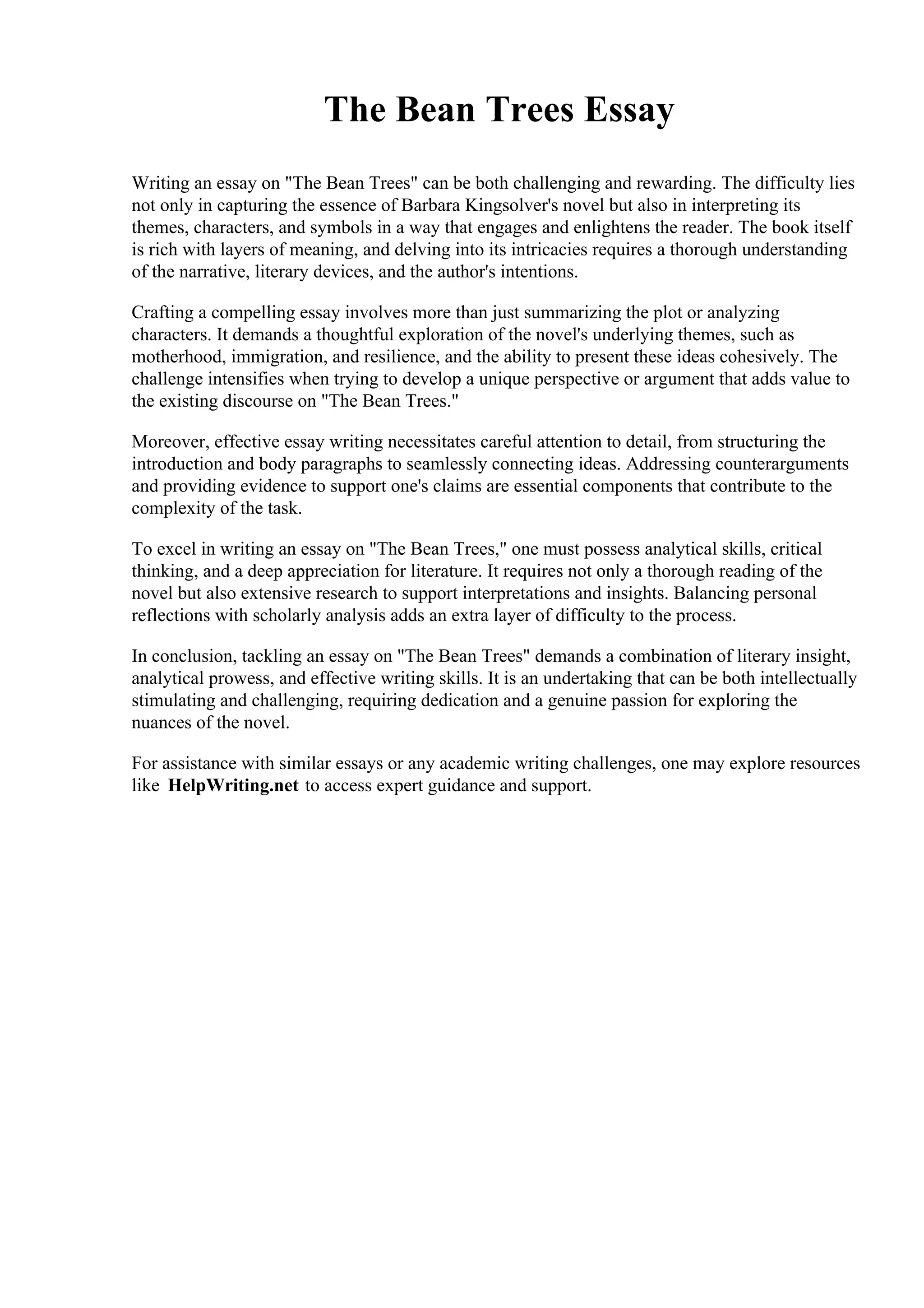 The Bean Trees Essay.pdf