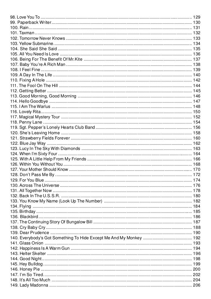 All of the beatles songs