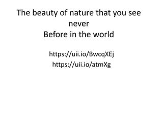 The beauty of nature that you see
never
Before in the world
https://uii.io/BwcqXEj
https://uii.io/atmXg
 
