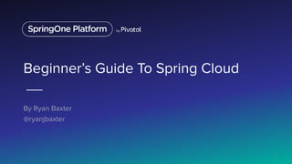 Beginner’s Guide To Spring Cloud
By Ryan Baxter
@ryanjbaxter
1
 