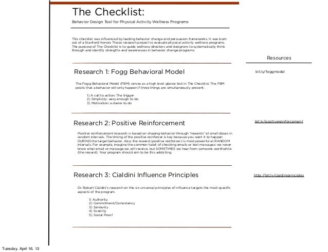 the behavior design checklist for employee wellness programs