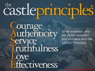 castle_principleswipeSo we reasoned…why
not do the opposite?
And thus were born the
CASTLE® Principles.
© The Secretan Cen...