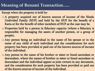 The benami transactions (prohibitions) amendment act (1) | PDF
