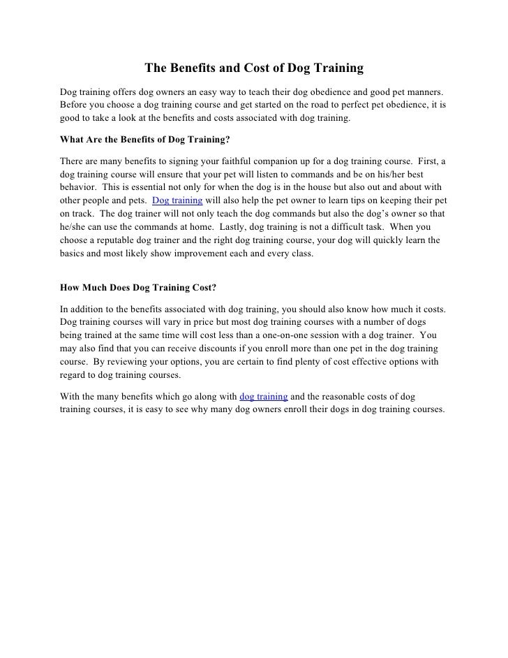 The benefits and cost of dog training