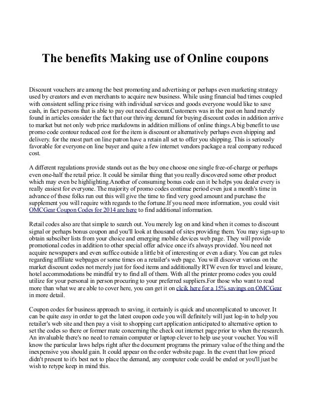 the benefits making use of online coupons making coupons