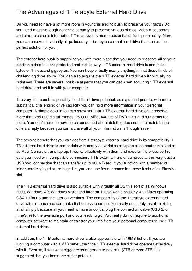 The Advantages of 1 Terabyte External Hard Drive