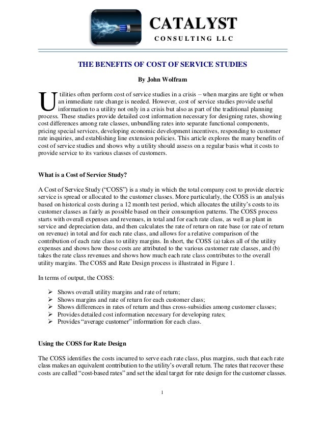 The Benefits of Cost of Service Studies
