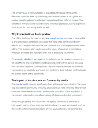 The Benefits of Immunizations Protecting Your Family and Community | PDF