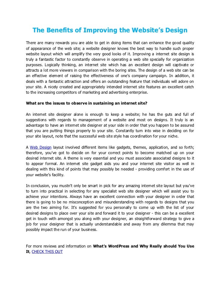 The Benefits of Improving the site’s Design