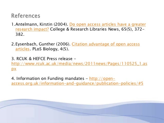 The benefits of open access The benefits of open access