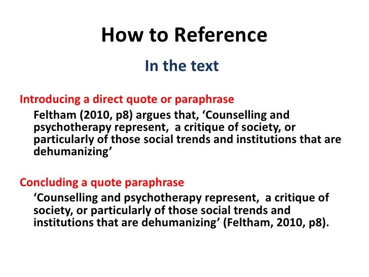 reference paraphrasing harvard