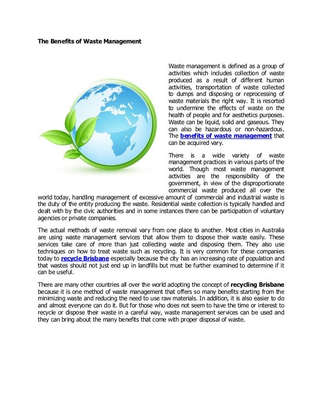 The benefits of waste management