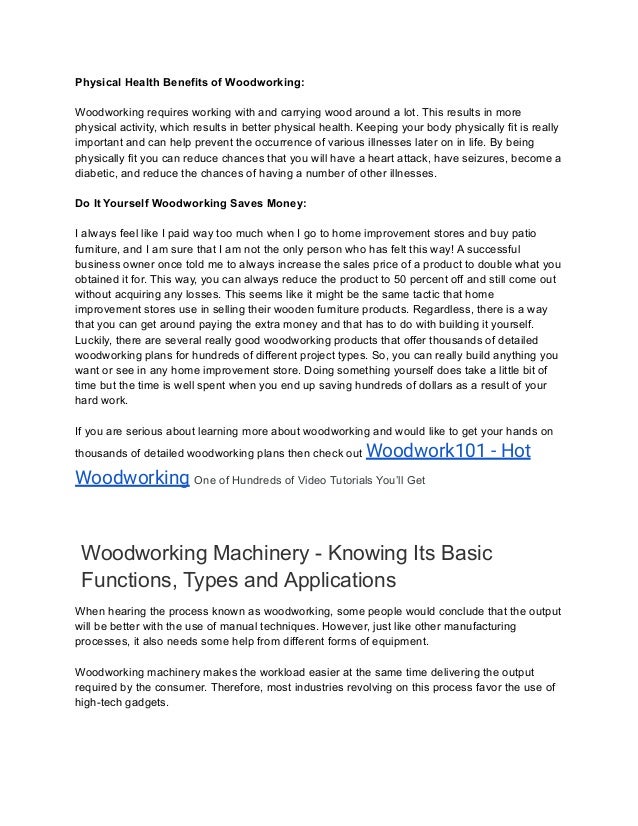 The Benefits of Woodworking Woodwork 101