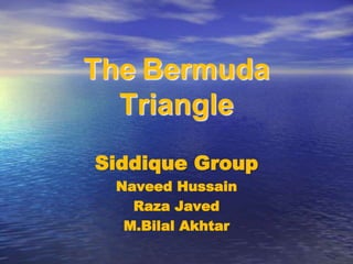 The Bermuda 
Triangle 
Siddique Group 
Naveed Hussain 
Raza Javed 
M.Bilal Akhtar 
 