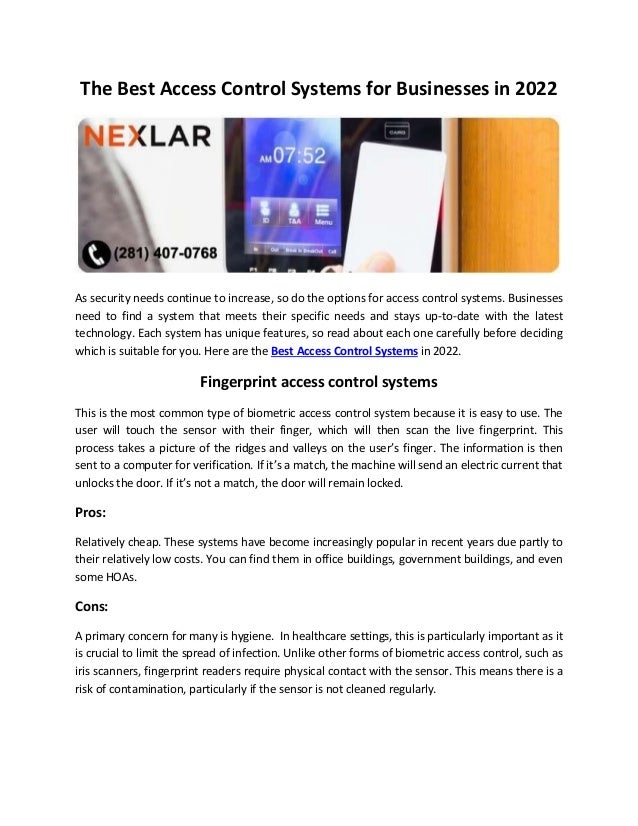 The Best Access Control Systems for Businesses in 2022