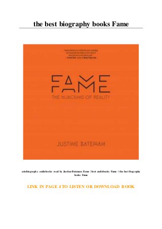 the best biography books Fame
autobiography audiobooks read by Justine Bateman Fame | best audiobooks Fame | the best biography
books Fame
LINK IN PAGE 4 TO LISTEN OR DOWNLOAD BOOK
 