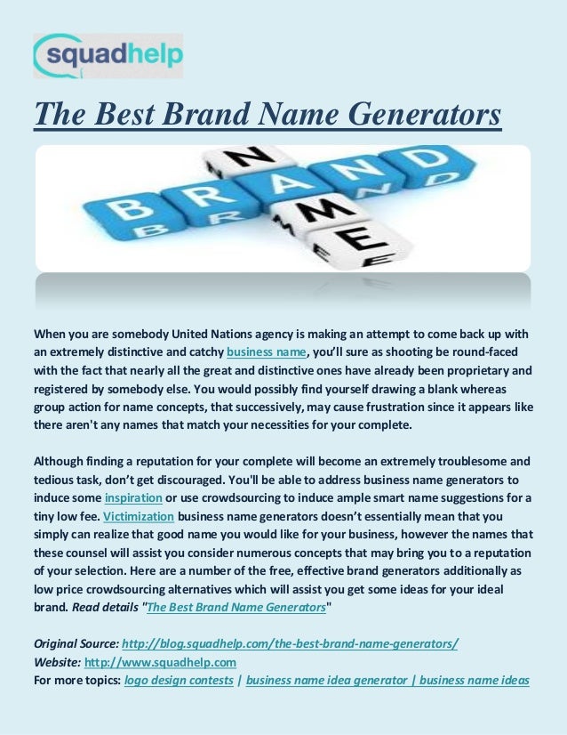 The Best Brand Name Generators
