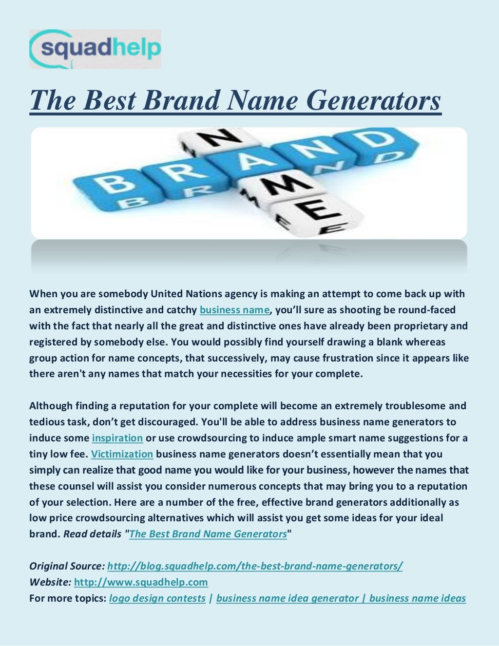 The Best Brand Name Generators