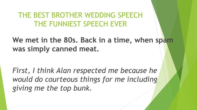 The Best Brother Wedding Speech The Funniest Wedding Speech Ever Ppt