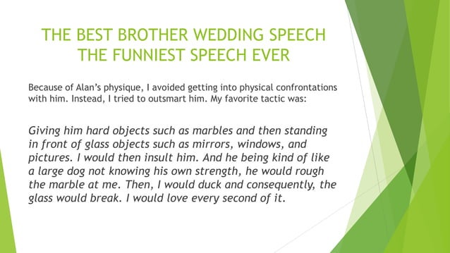 The Best Brother Wedding Speech The Funniest Wedding Speech Ever Ppt