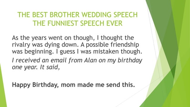 The Best Brother Wedding Speech The Funniest Wedding Speech Ever Ppt