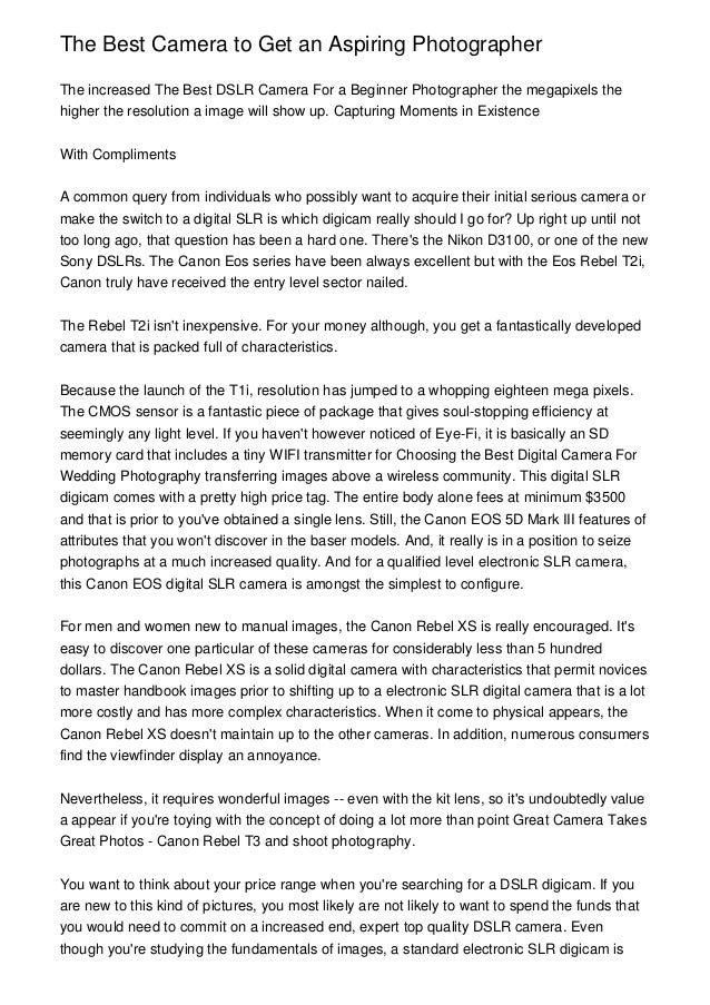 The Best Camera to Get an Aspiring Photographer