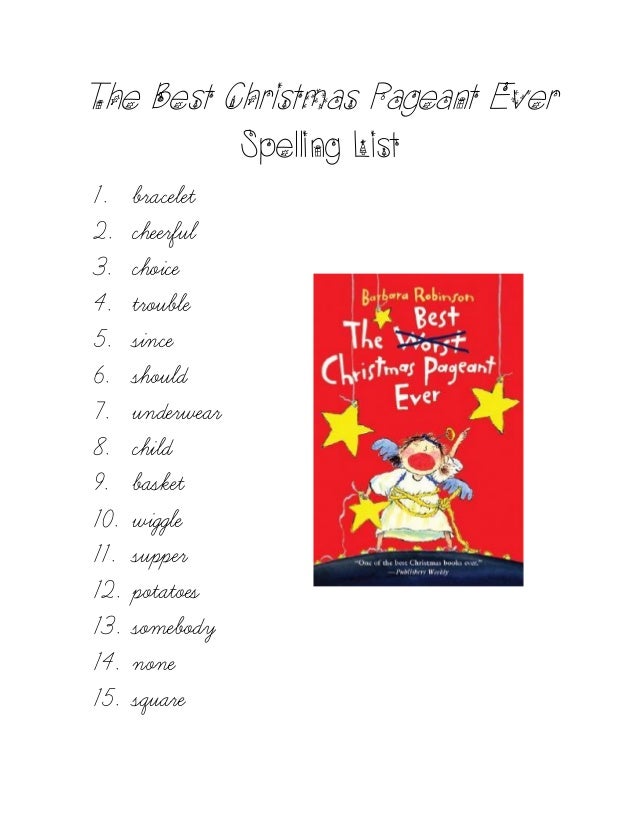 the best christmas pageant ever spelling list christmas word list