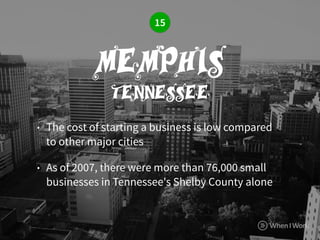 • The cost of starting a business is low compared
to other major cities
• As of 2007, there were more than 76,000 small
bu...
