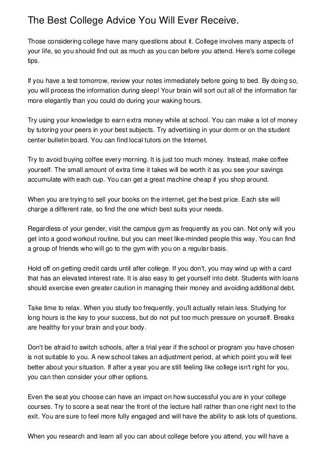 The Best College Advice You Will Ever Receive