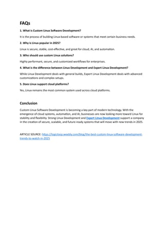 The Best Custom Linux Software Development Trends to Watch in 2025 | PDF