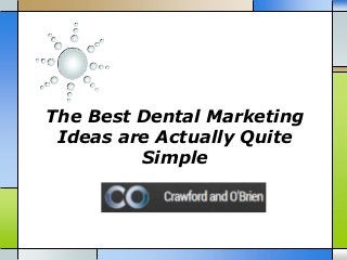 The Best Dental Marketing
Ideas are Actually Quite
Simple

 