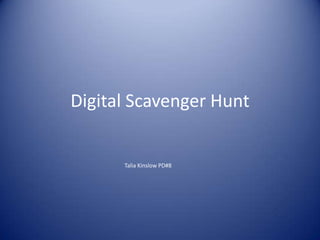 Digital Scavenger Hunt

Talia Kinslow PD#8

 