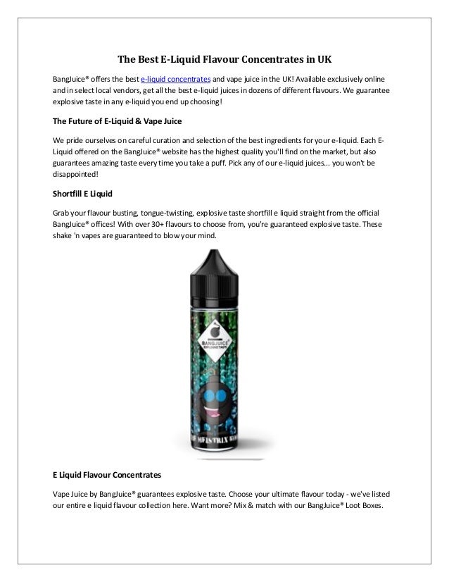 The best e liquid flavours concentrates