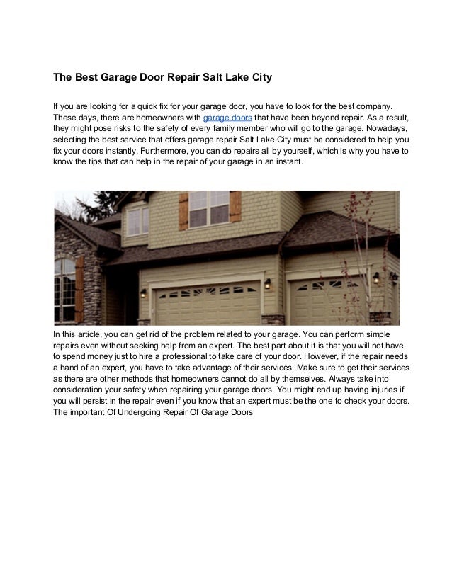 The Best Garage Door Repair Salt Lake City