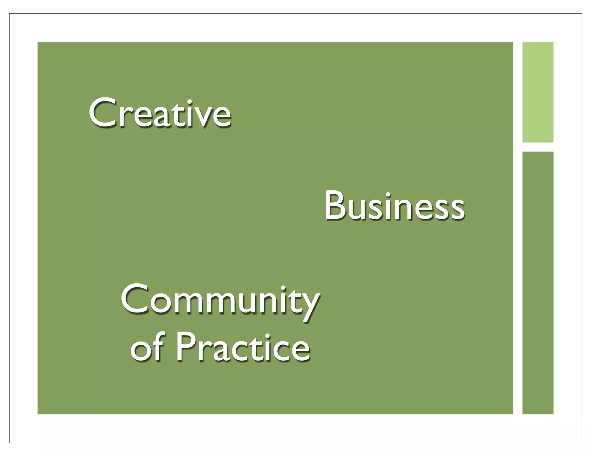 Creative

               Business

 Community
 of Practice
 