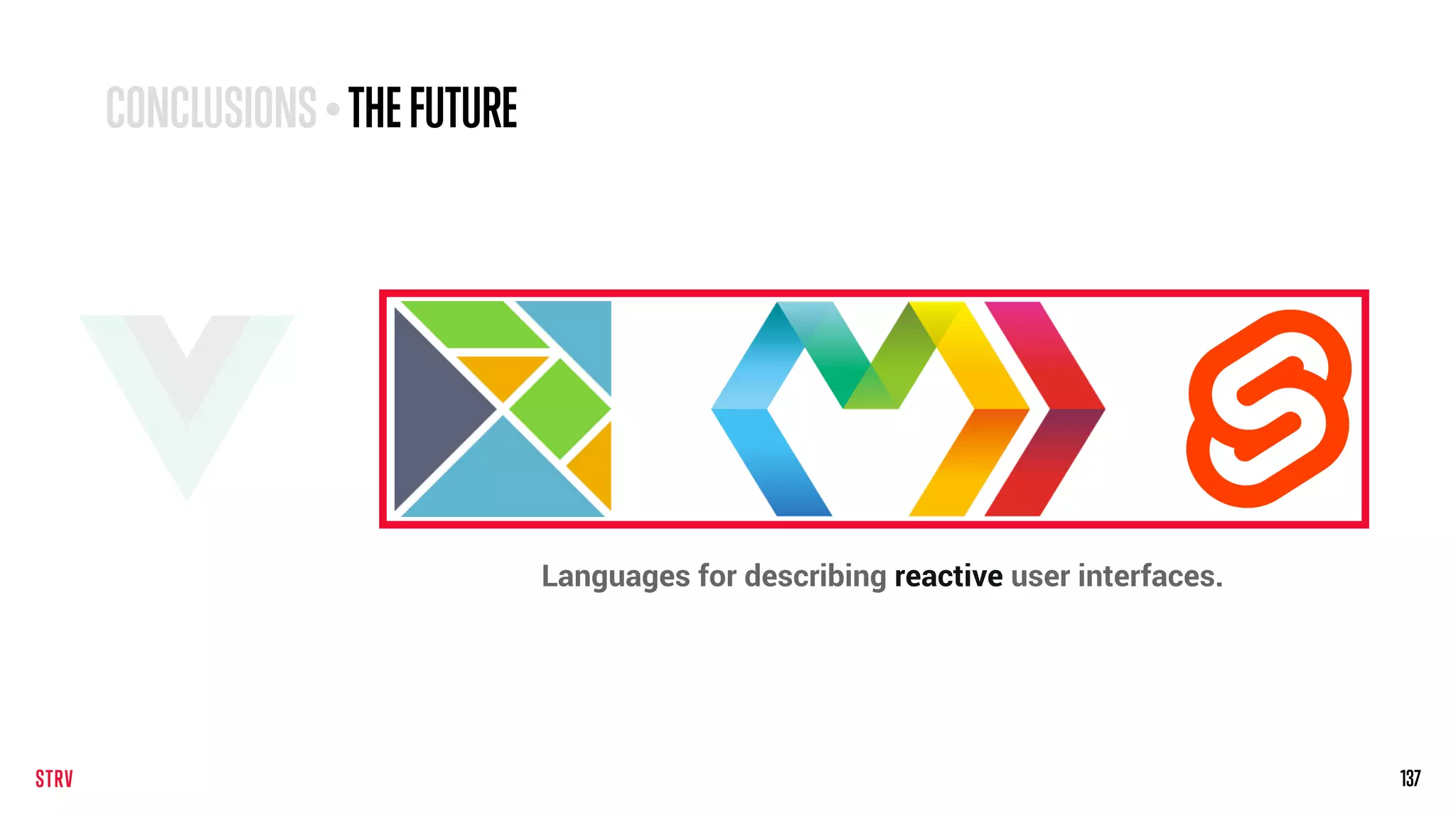 137
Languages for describing reactive user interfaces.
CONCLUSIONS• THEFUTURE
 