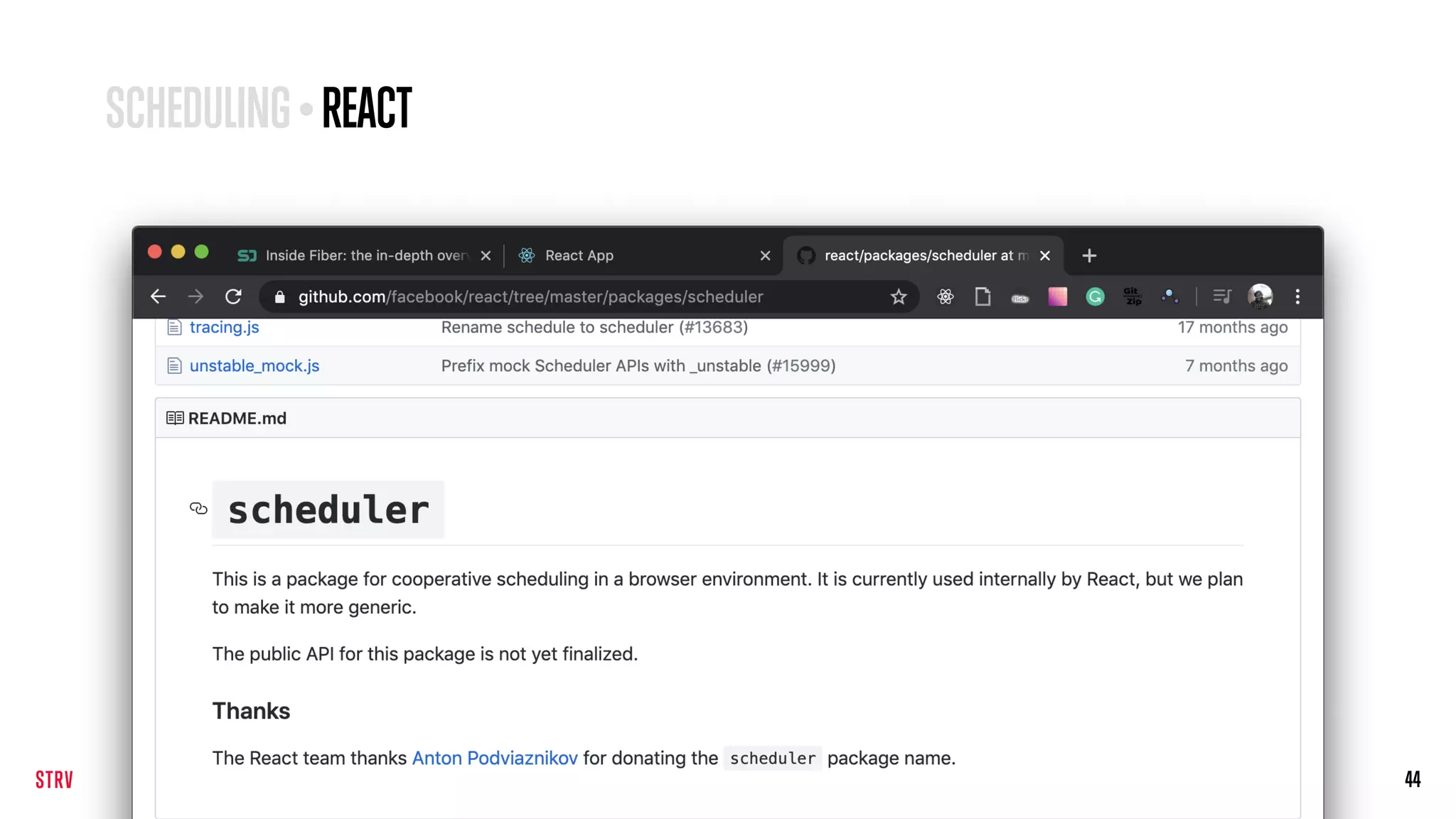 44
SCHEDULING • REACT
 