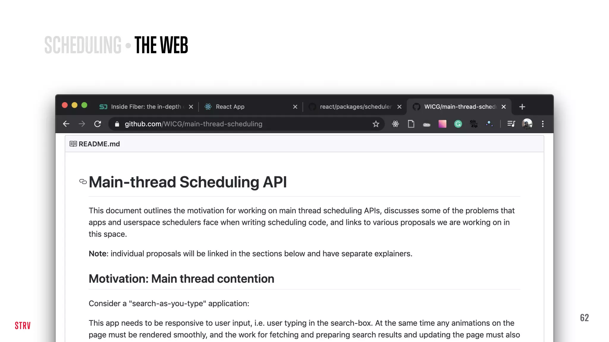 62
SCHEDULING • THEWEB
 