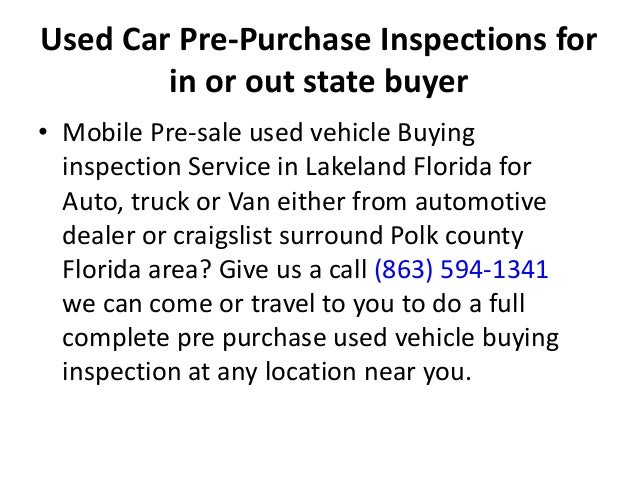 Mobile Pre Purchase Inspection In Lakeland Fl 863 594 1341