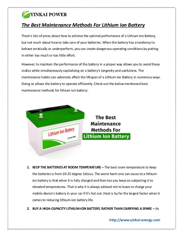 The best maintenance methods for lithium ion battery