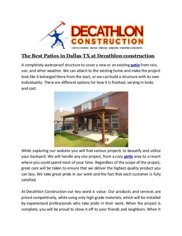 The Best Patios In Dallas Tx At Decathlon Construction